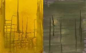 Cathedral IV, Diptych, oil on canvas, 10 x 16 inches (25 x 41 cm), 2023