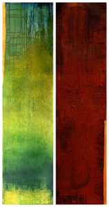 Dido and Aeneas, diptych, oil on panel, 48 x 24 inches (122 x 61 cm), 2024