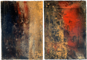 The Third Script 18, Diptych, oil on panel, 10 x 16 inches (25 x 41 cm), 2012