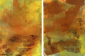 Transitory Poem 9, Diptych, oil on paper, 12.20 x 18.5 inches (31.3 x 47.4 cm), 2023